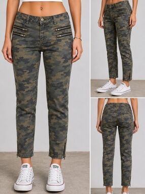 UMGEE Camo Tapered Leg Pants Zippered Pockets/Accents Oodles of Comfy Style  M/6